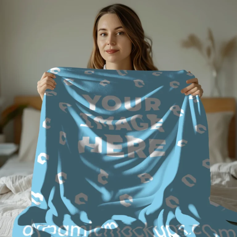 Sky Blue Blanket Mockup Template