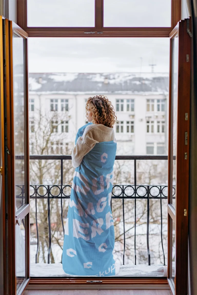 Sky Blue Blanket Mockup Template