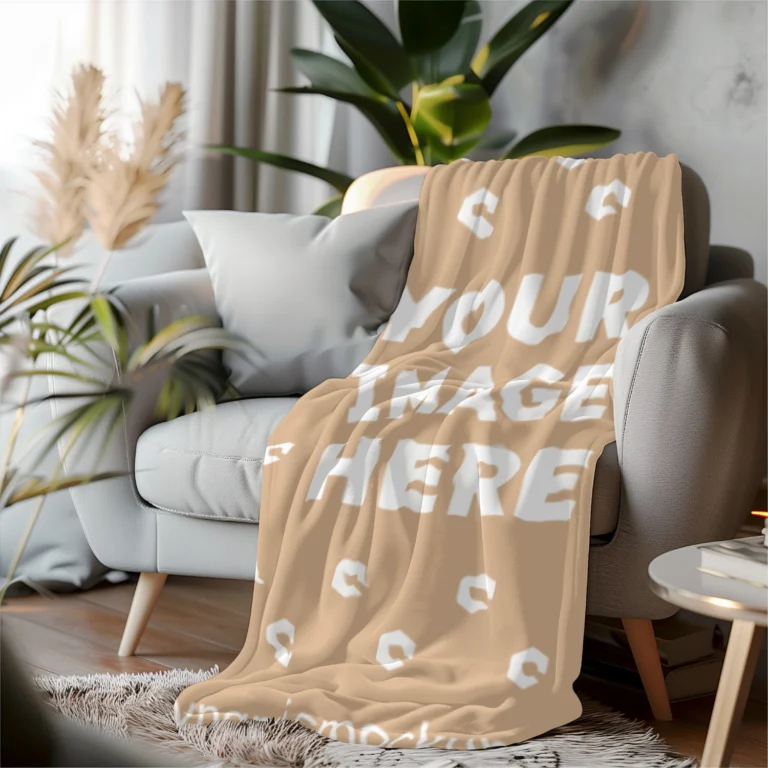 Tan Blanket Mockup Template