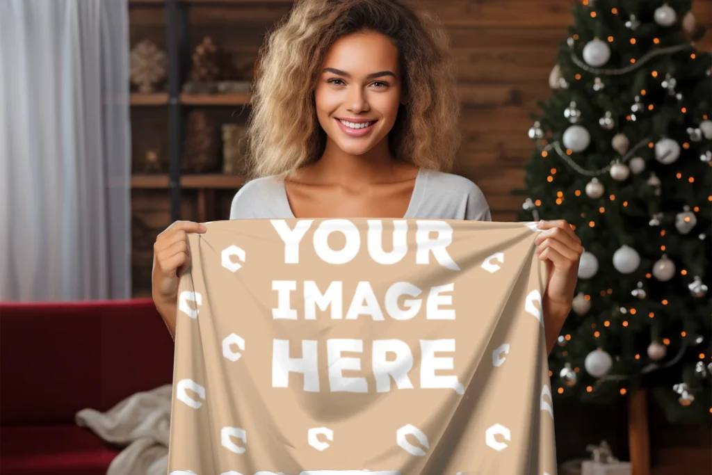 Tan Blanket Mockup Template