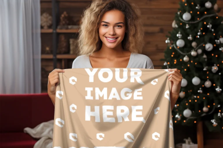Tan Blanket Mockup Template