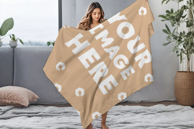 Tan Blanket Mockup Template