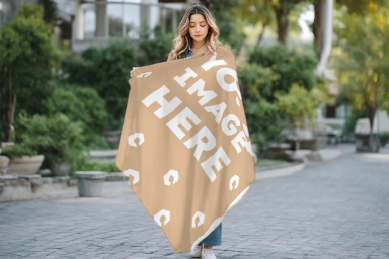 Tan Blanket Mockup Template