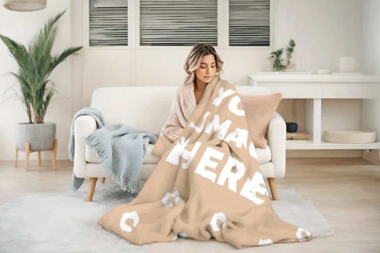 Tan Blanket Mockup Template