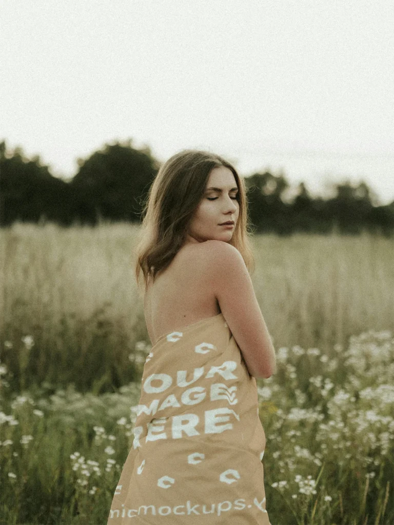 Tan Blanket Mockup Template
