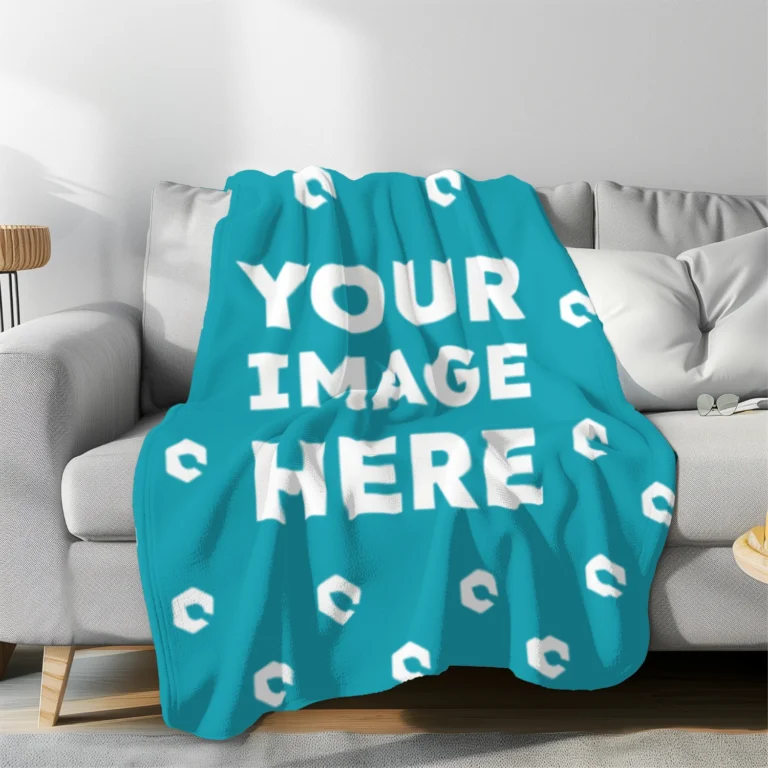 Teal Blanket Mockup Template