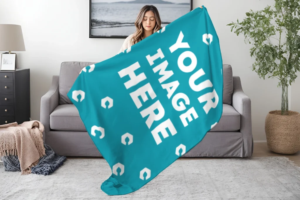 Teal Blanket Mockup Template
