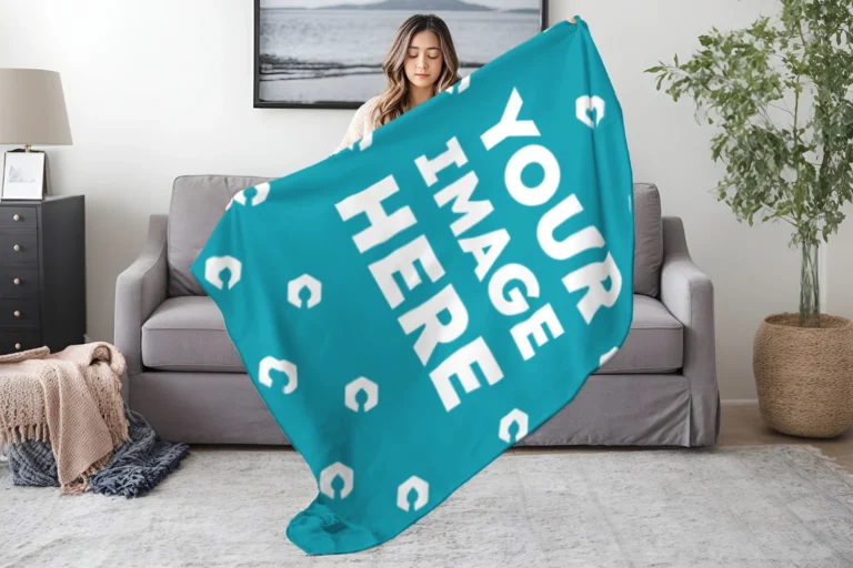 Teal Blanket Mockup Template