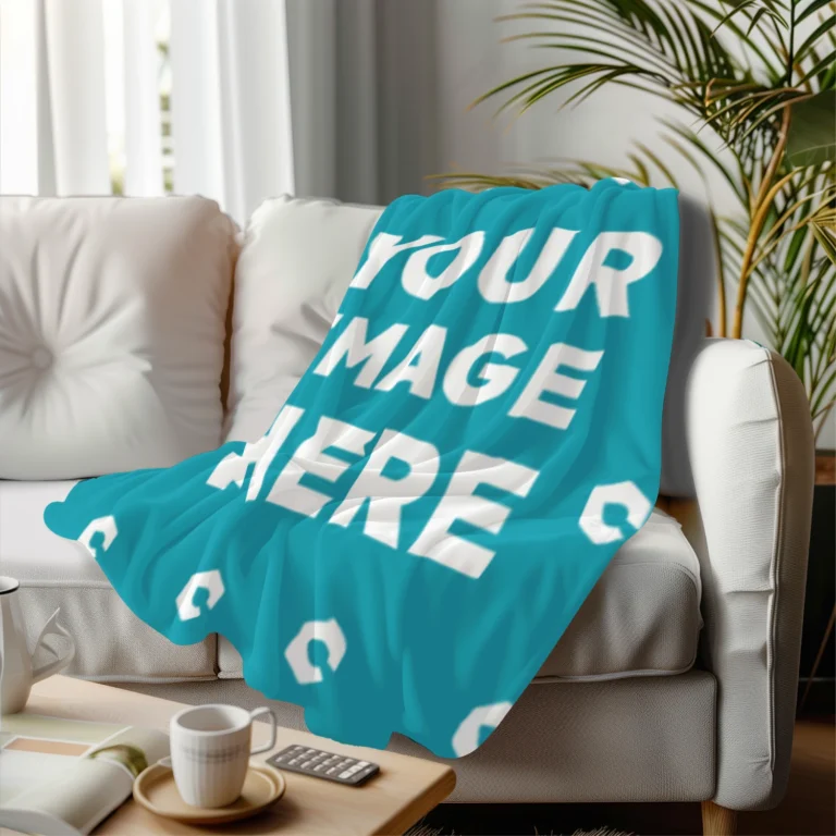 Teal Blanket Mockup Template