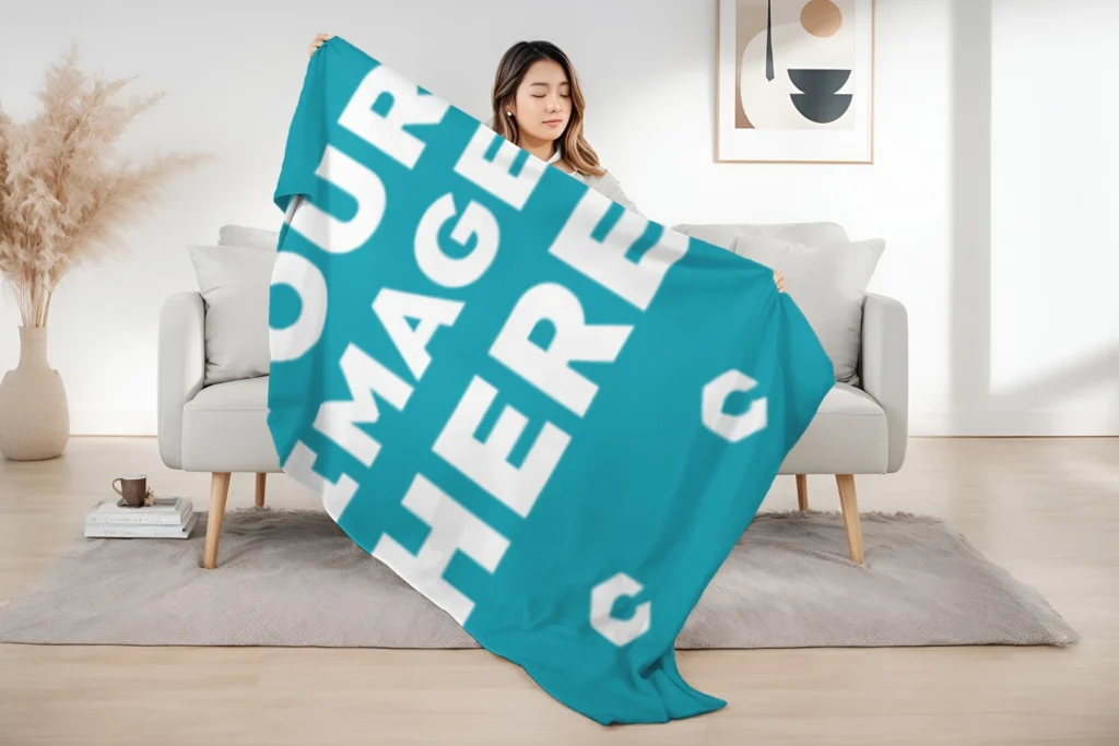 Teal Blanket Mockup Template
