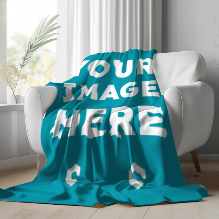 Teal Blanket Mockup Template