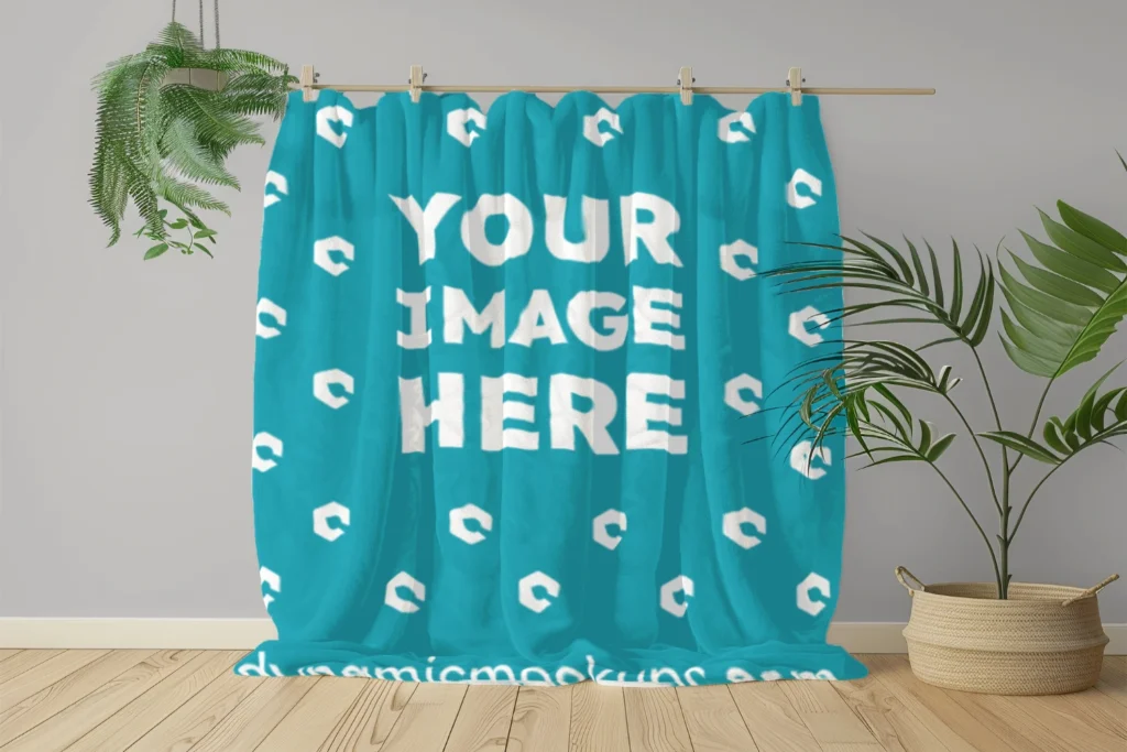 Teal Blanket Mockup Template