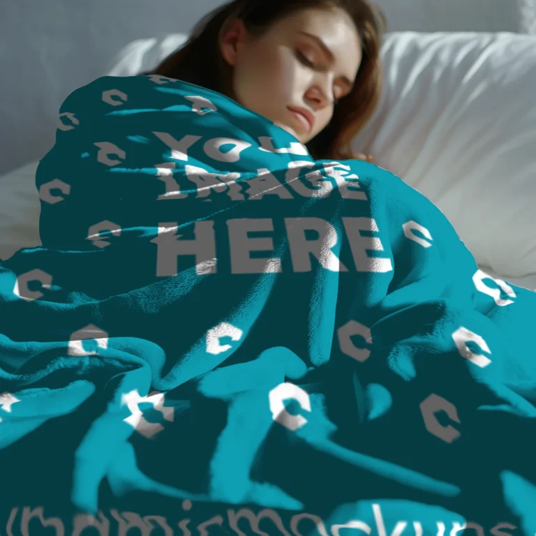 Teal Blanket Mockup Template