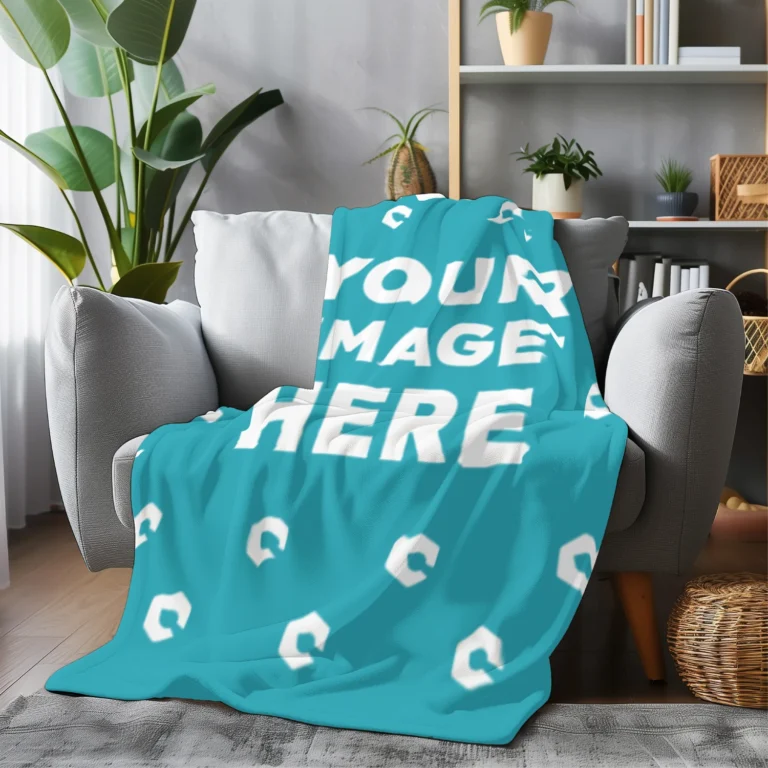 Teal Blanket Mockup Template