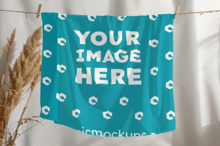 Teal Blanket Mockup Template