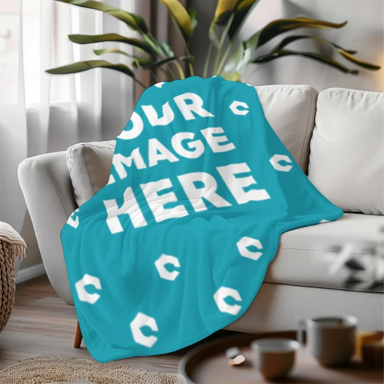 Teal Blanket Mockup Template