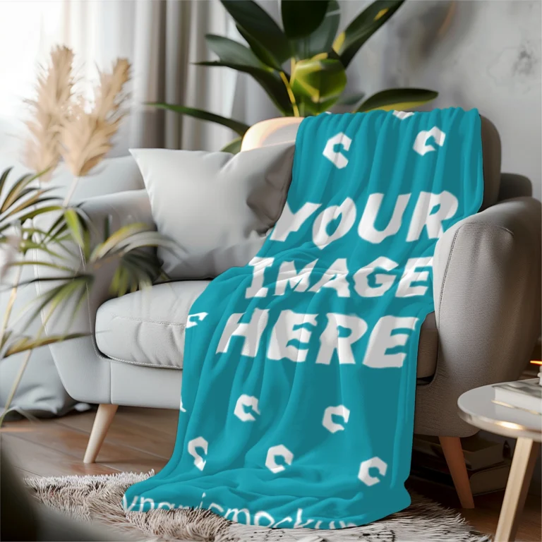 Teal Blanket Mockup Template