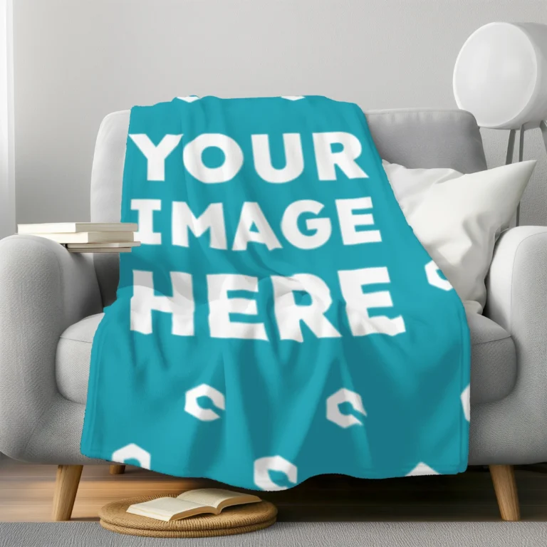 Teal Blanket Mockup Template