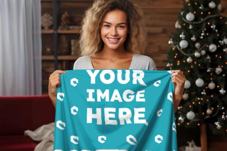 Teal Blanket Mockup Template