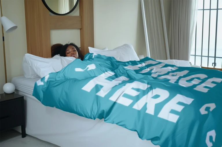 Teal Blanket Mockup Template