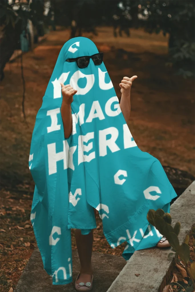 Teal Blanket Mockup Template