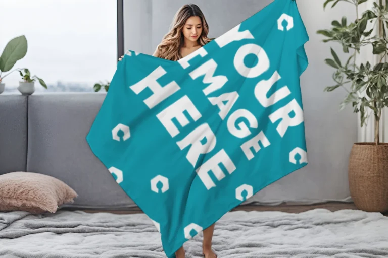Teal Blanket Mockup Template