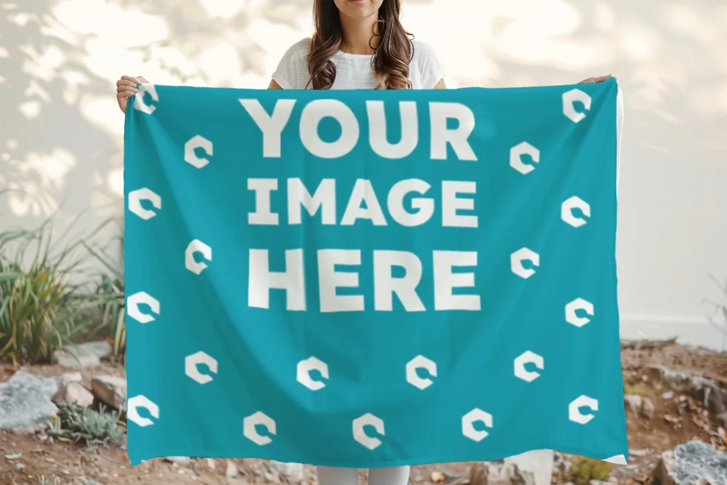 Teal Blanket Mockup Template