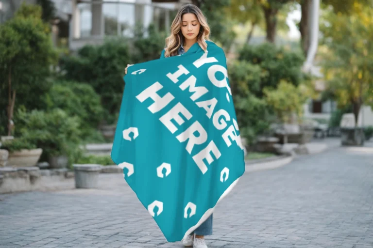 Teal Blanket Mockup Template