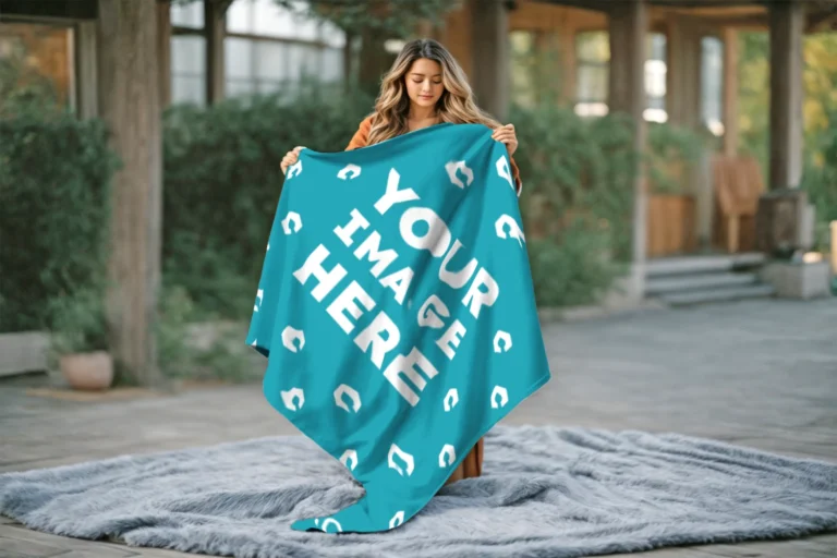 Teal Blanket Mockup Template