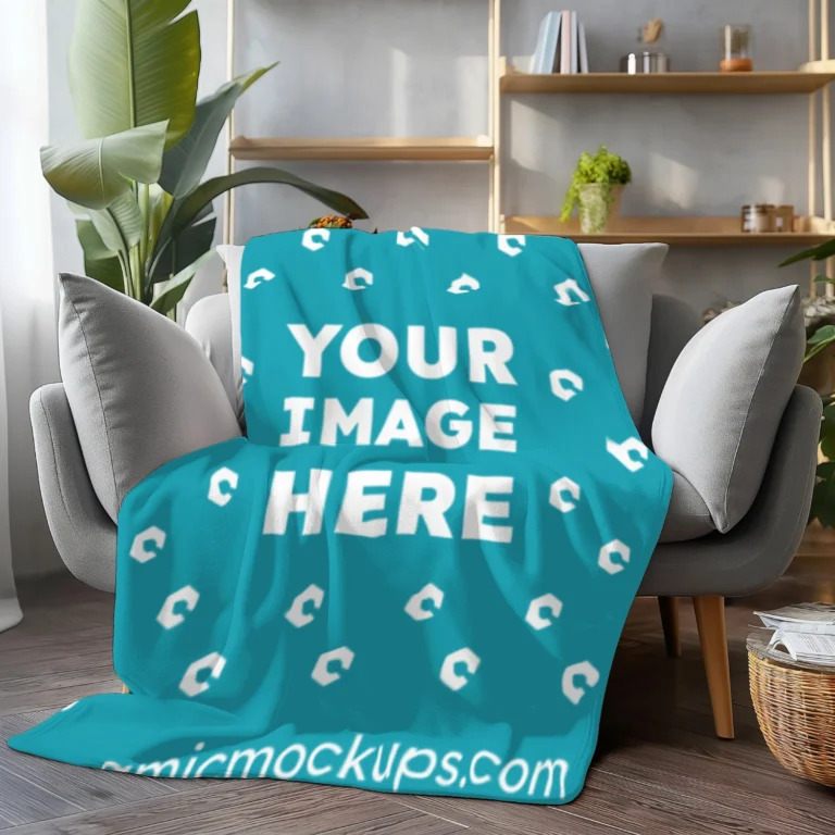Teal Blanket Mockup Template