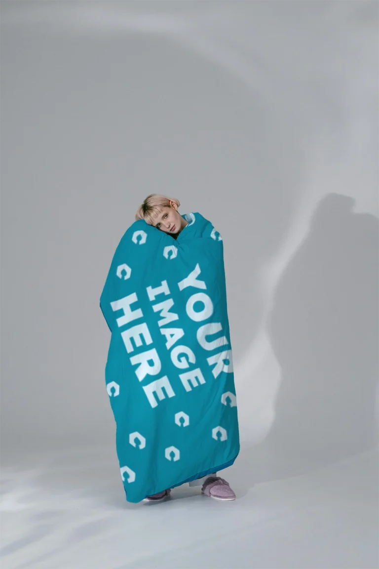 Teal Blanket Mockup Template
