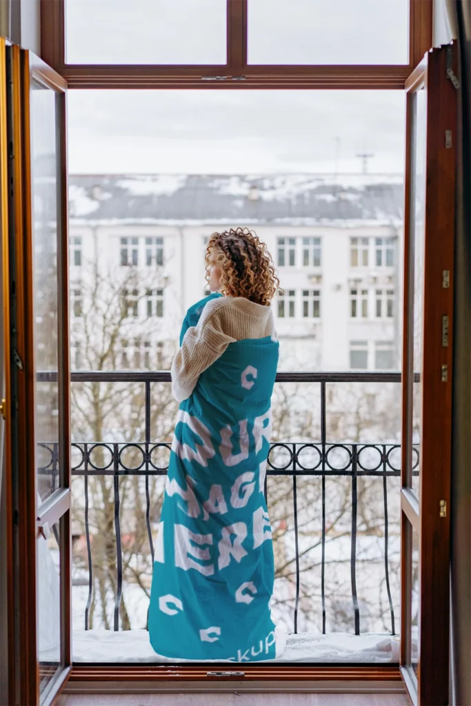 Teal Blanket Mockup Template