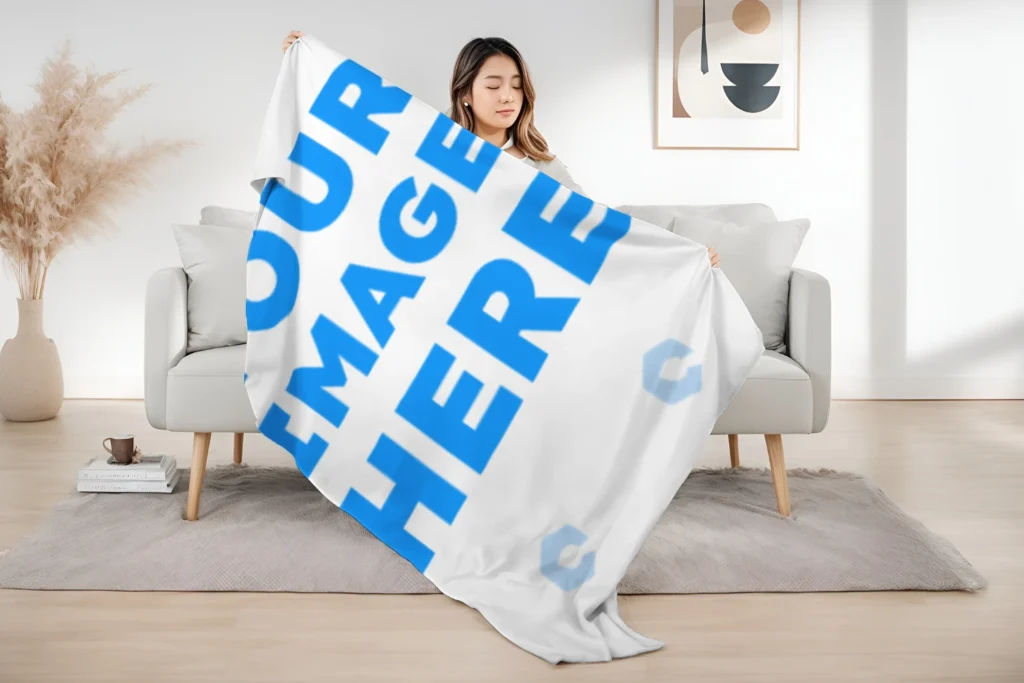 White Blanket Mockup Template
