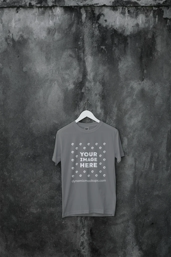 Hanging Wearing Gray T-shirt Mockup Front View Template