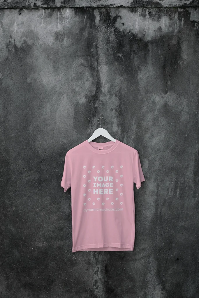 Hanging Wearing Pink T-shirt Mockup Front View Template