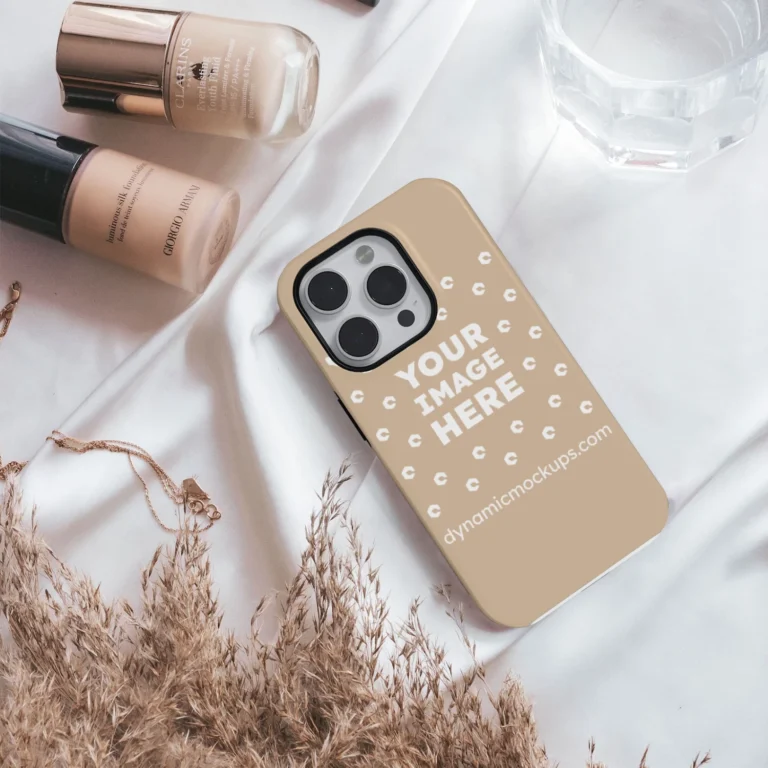 iPhone Beige Phone Case Mockup Template