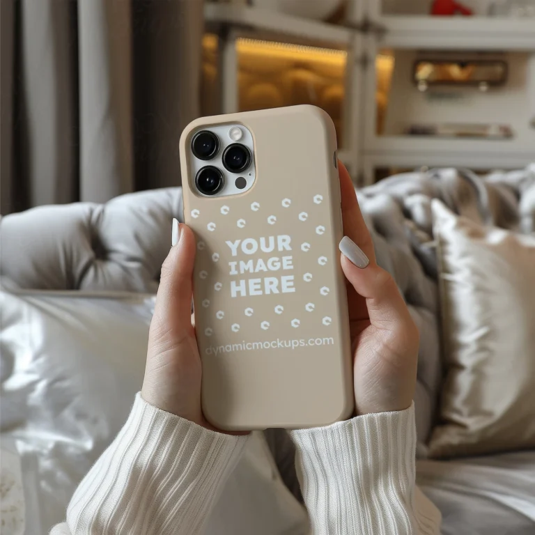 iPhone Beige Phone Case Mockup Template
