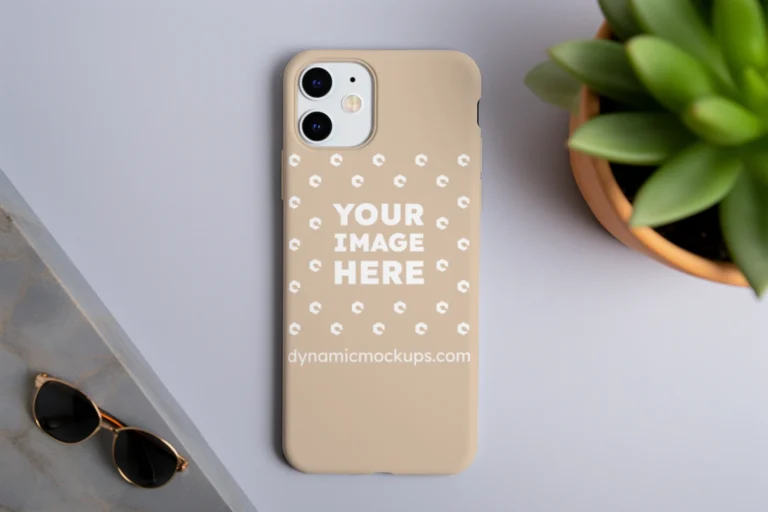 iPhone Beige Phone Case Mockup Template