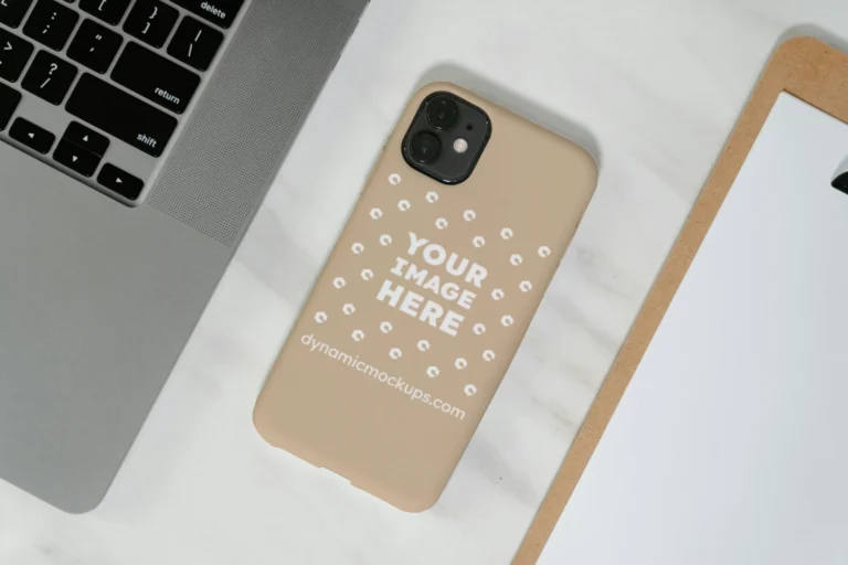 iPhone Beige Phone Case Mockup Template