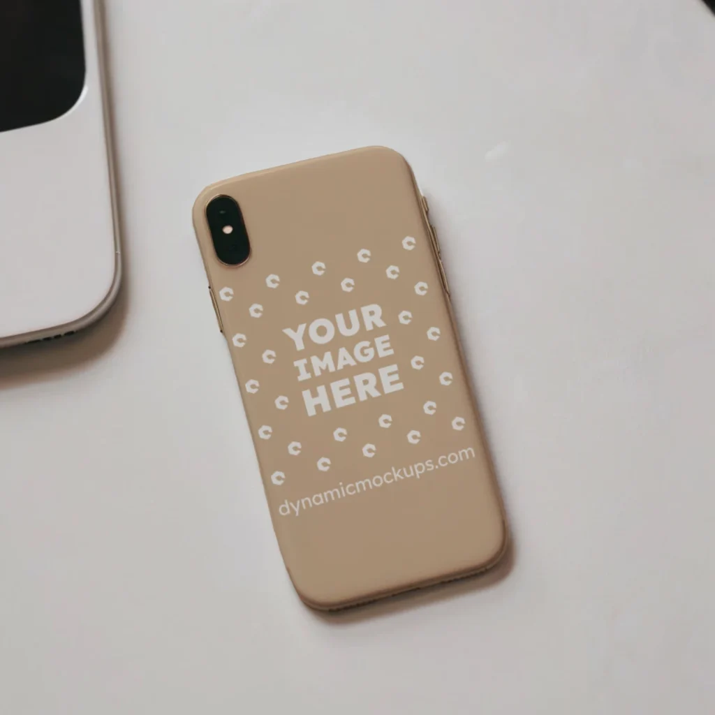 iPhone Beige Phone Case Mockup Template