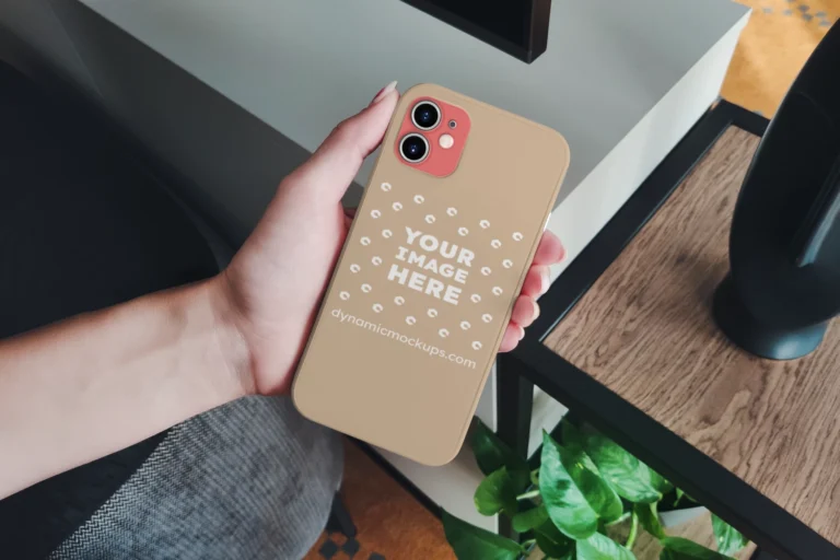 iPhone Beige Phone Case Mockup Template