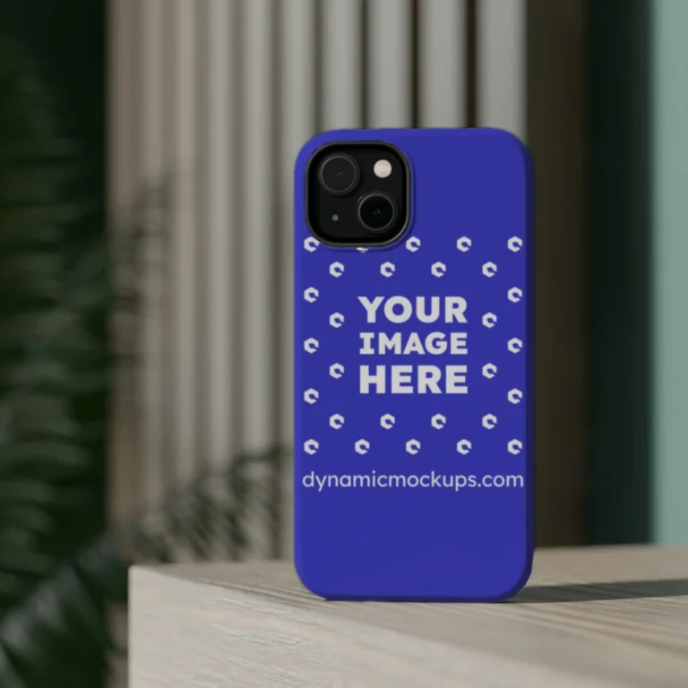 iPhone Blue Phone Case Mockup Template