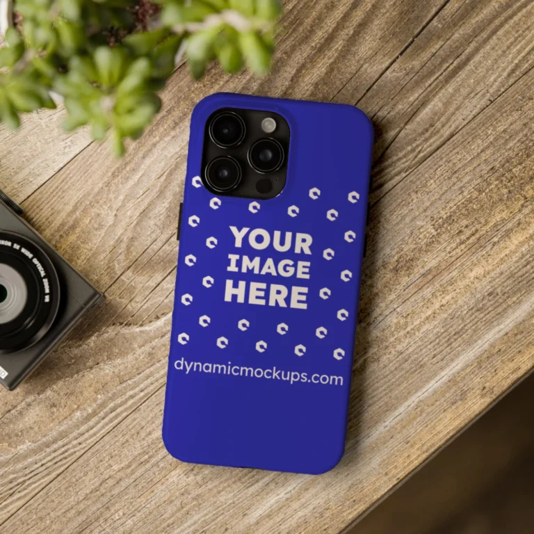 iPhone Blue Phone Case Mockup Template