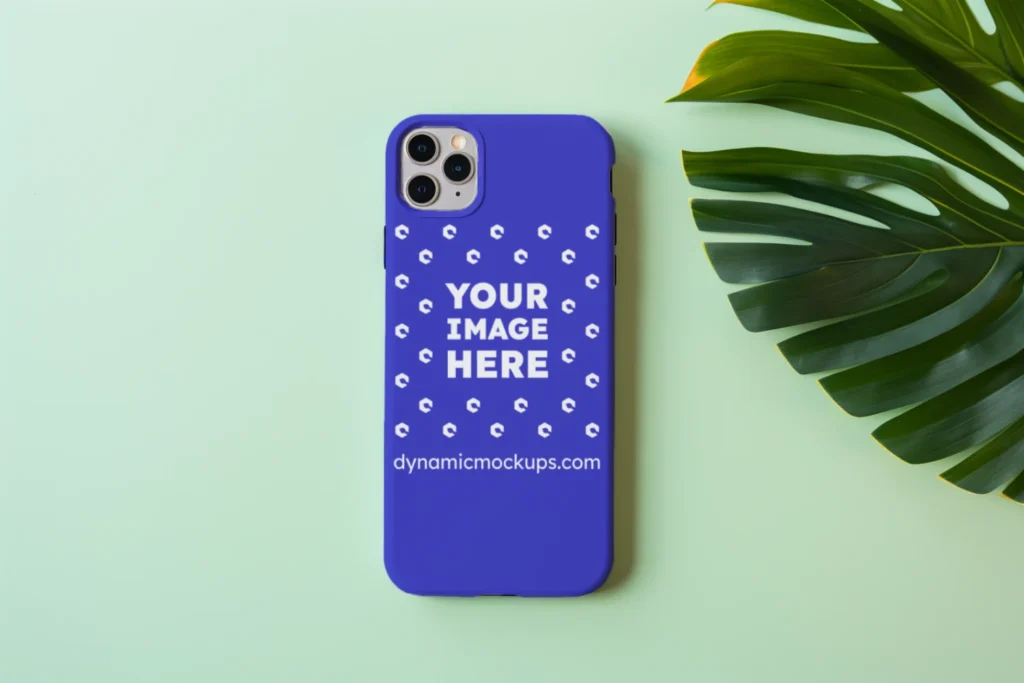 iPhone Blue Phone Case Mockup Template