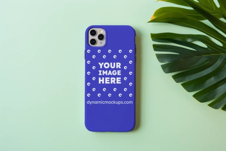 iPhone Blue Phone Case Mockup Template