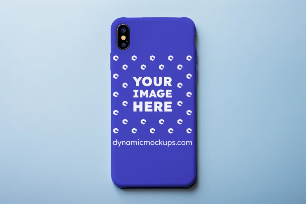 iPhone Blue Phone Case Mockup Template