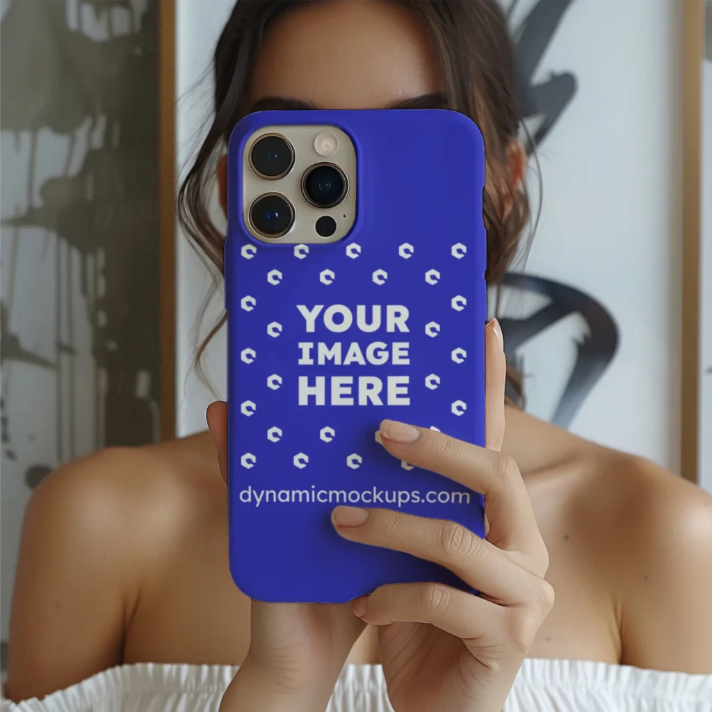 iPhone Blue Phone Case Mockup Template