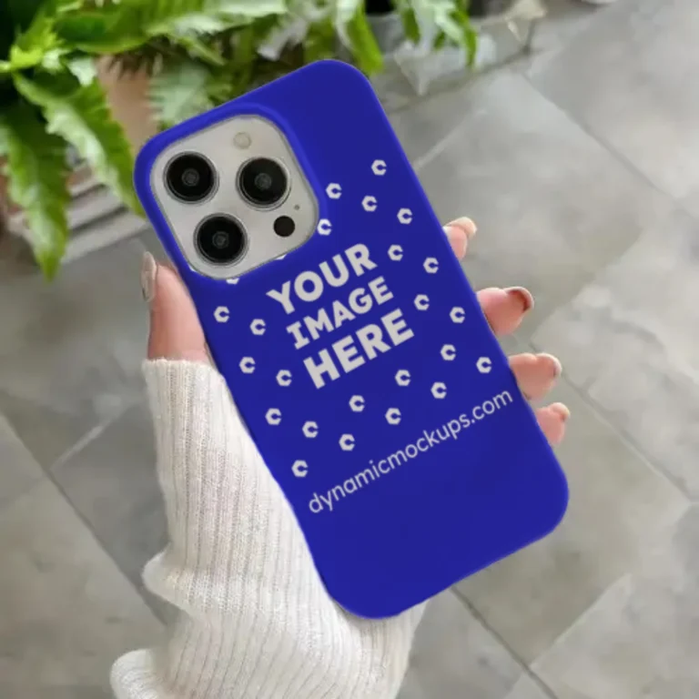 iPhone Blue Phone Case Mockup Template