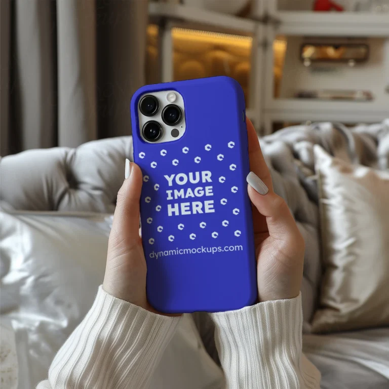 iPhone Blue Phone Case Mockup Template
