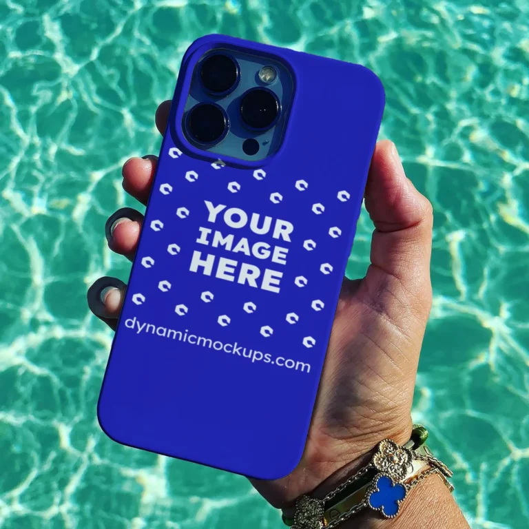 iPhone Blue Phone Case Mockup Template